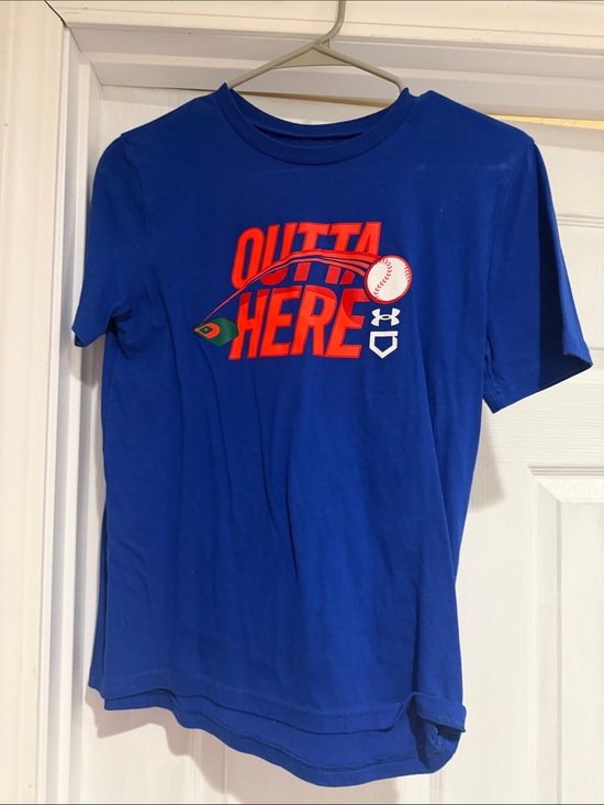 Under Armour Other - Under Armour Blue Graphic Baseball Tee with Orange Accent